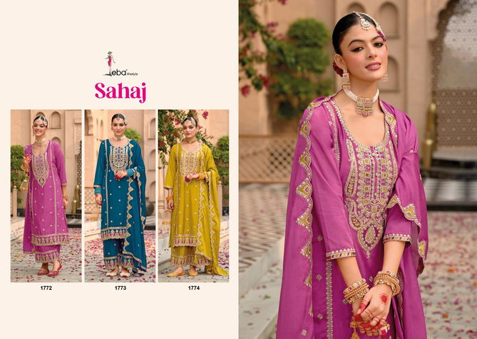 Sahaj By Eba Chinon Wedding wear ReadyMade Suits Exporters In India